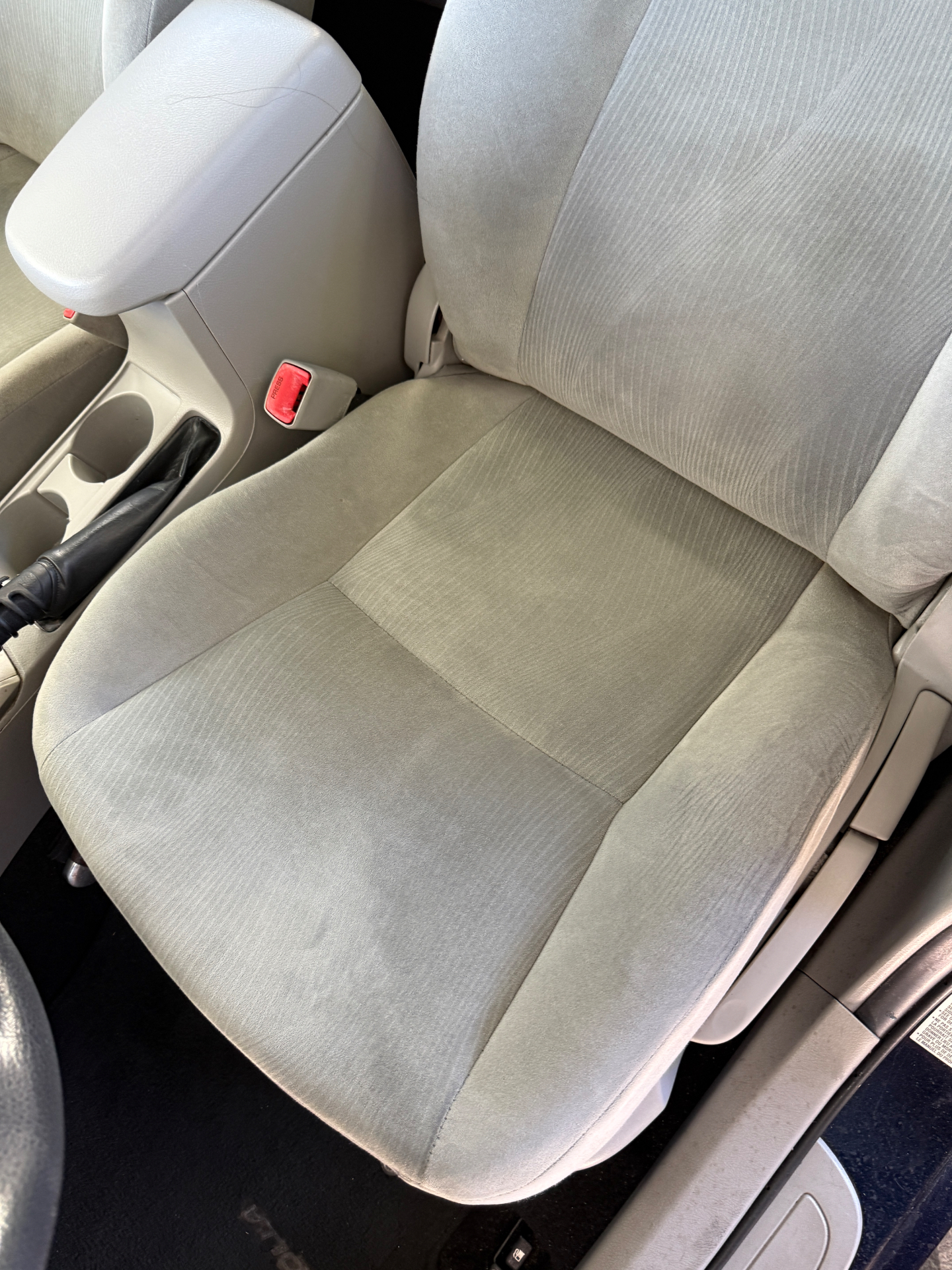 Customer car seat before and after shampoo and extraction — after